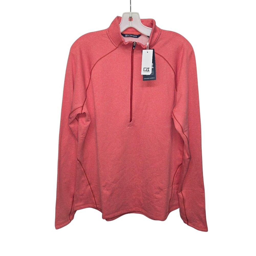 Cutter & Buck Women XL Half Zip Micro Grid Pullover Coral Athletic Stretch Top